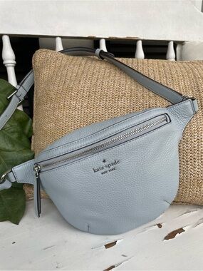 kate spade Jackson Light Blue Pebbled Leather Crossbody Belt Bag